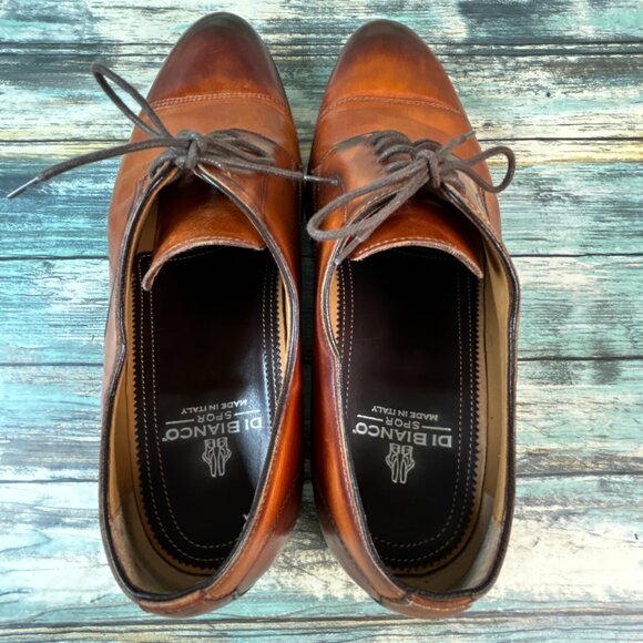 Di Blanco Spqr Oxfords Mens Size 9D Brown Leather Cap Toe Dress Formal Shoes - Picture 7 of 15